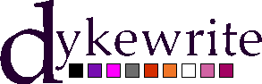 DykeWrite, with the dyke and lesbian flag under it